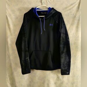Under Armour Women Hoodie Sweatshirt XL Black- Gray- camouflage w/ purple logo